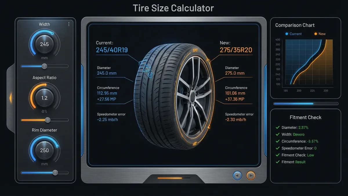Tire Size Calculator Interface