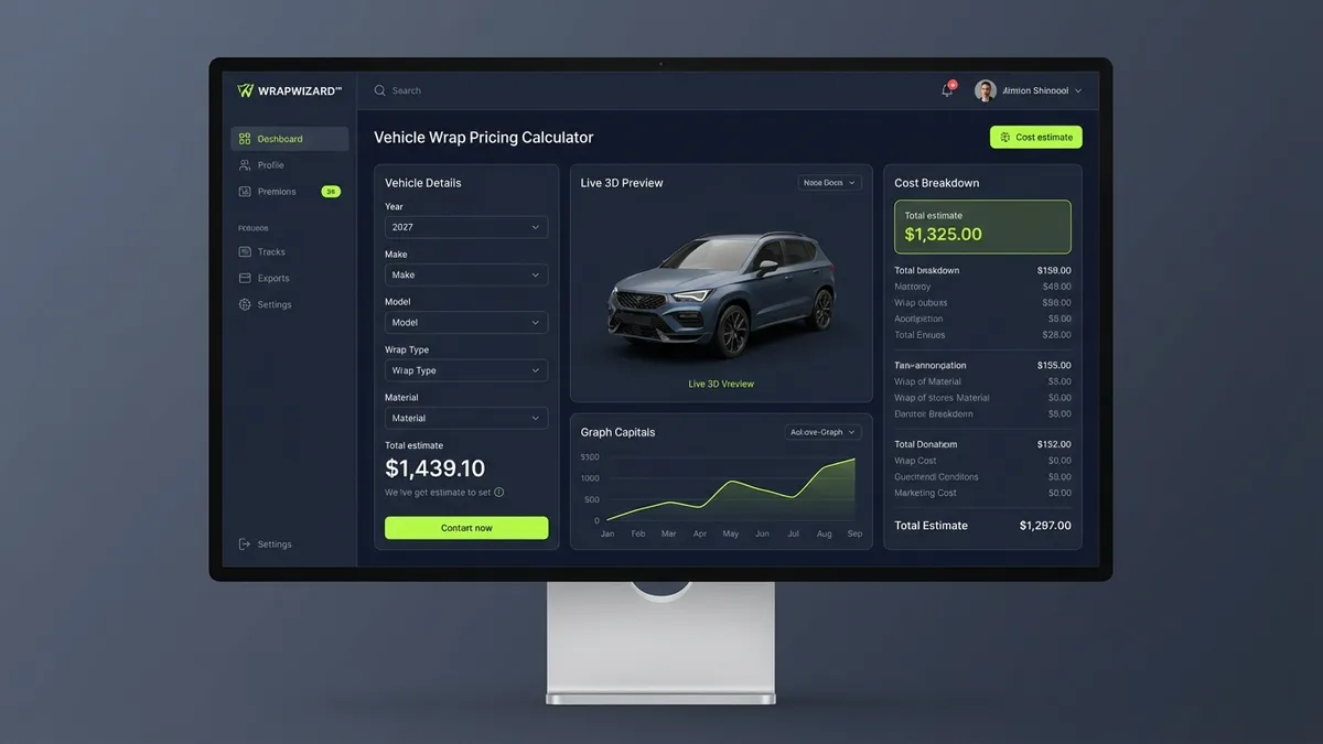 Vehicle Wrap Pricing Calculator Interface