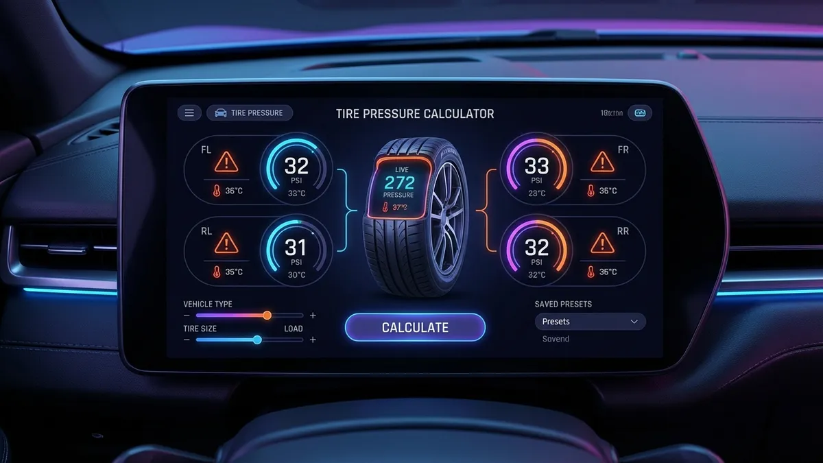 Tire Pressure Calculator Interface